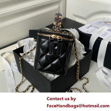 Chanel Shiny Crumpled Lambskin, Imitation Pearls  &  Gold-Tone Metal Clutch with Chain Bag AP3804 Black 2025